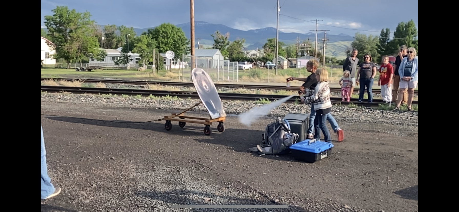 Youth practicing their new bear spray skills during the workshop